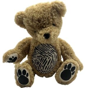 Seedling Teddy Bear Plush Tan Shaggy Stuffed Animal Graphic Belly 10 inch Toy